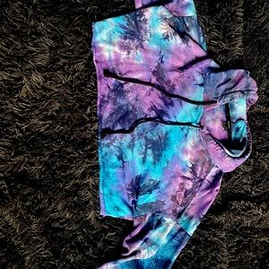 Purple/Blue/Grayish Tie Dye Crop Sweater
